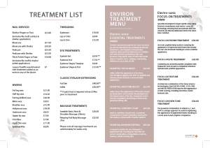 Beauty Therapist Treatment List